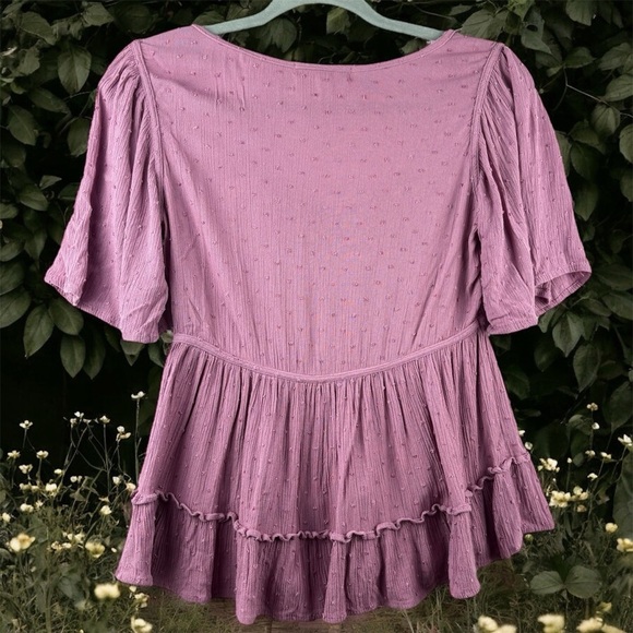 Rewind Lavender Button-Front Peplum Blouse Cottagecore Flowy Sleeves Small Boho - Picture 2 of 11